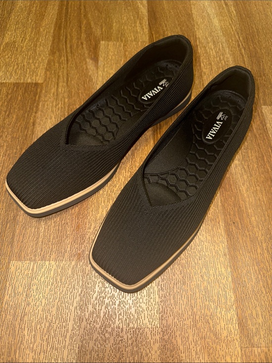 Vivaia Shoes - VIVAIA Square Toe All Day Standing Mabel Black Mesh Comfort Flats size 39.5 8.5